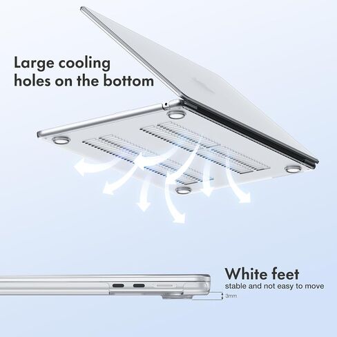 حافظة INFURTURE متوافقة مع حافظة MacBook Air 15 بوصة 2023 New M2 Model A2941 مع حافظة معرف اللمس/غطاء لوحة المفاتيح TPU/واقي الشاشة، شفاف لامع in Kuwait