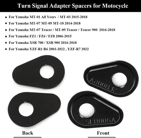 LQMY Accessories 4 Pcs Black Motorcycle Turn Signal Adapter Spacers, Fit with FZ 09 Tenere 700 2019-2021 MT07 2014-2018 MT09 Tracer 900 FJ09 2015-2018 Tenere 700 2019-2021 XSR 900 2016-2018 Black in Saudi Arabia