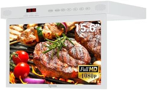 SYLVOX 15.6 inch Smart TV for Kitchen, Under Cabinet TVs, Small Television | 1080P FHD, 12V DC AC Powered, Rotated & Folded Save Space, Google OS, for Kitchen Bedroom Laundry Room RV Camper (Black) in Kuwait