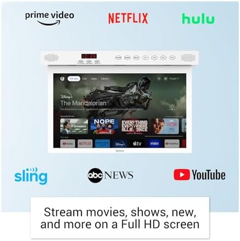SYLVOX 15.6 inch Smart TV for Kitchen, Under Cabinet TVs, Small Television | 1080P FHD, 12V DC AC Powered, Rotated & Folded Save Space, Google OS, for Kitchen Bedroom Laundry Room RV Camper (Black) in Kuwait