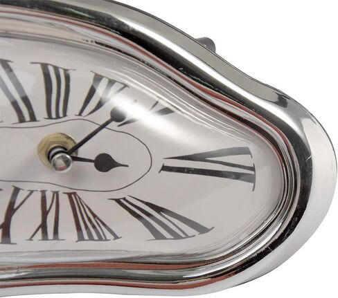 ساعة ذوبان، رف طاولة مكتب ساعة عصرية سلفادور دالي ذوبان ساعة حائط مشوهة ساعة كوارتز للديكور، ساعة حائط ذوبان مضحكة (فضية) in Kuwait