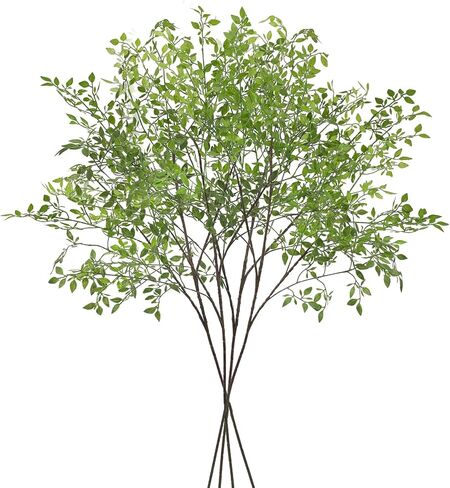 CEWOR Artificial Plants Faux Greenery 4pcs Branches for Vase, 43.3 Inch Green Nandina Long Steams for Tall Vase, Fake Plants Spring Steams for Wedding Garden Office Home Décor in Kuwait