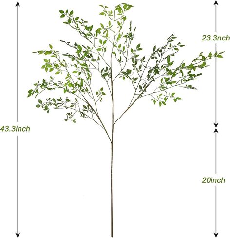 CEWOR Artificial Plants Faux Greenery 4pcs Branches for Vase, 43.3 Inch Green Nandina Long Steams for Tall Vase, Fake Plants Spring Steams for Wedding Garden Office Home Décor in Kuwait
