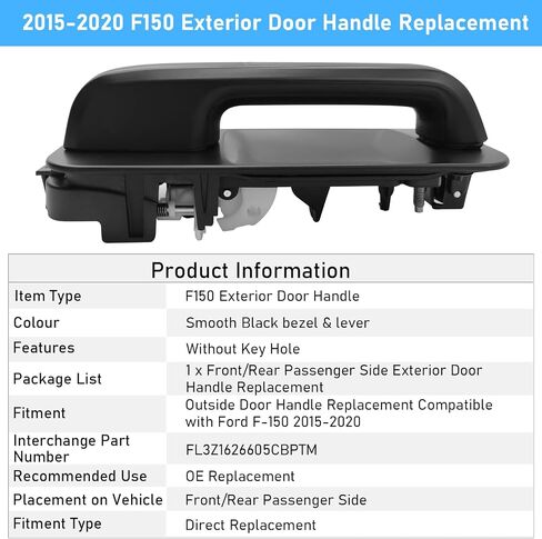 Moonlinks Compatible with Ford Focus 2008 2009 2010 2011 Exterior Door Handle Kit, Front Right Passenger Side Replaces 8S4Z-5422404-CA, Cap w/o Keyhole 8S4Z-5422088-CA, Bracket 8S4Z-5426684-B Chrome in Saudi Arabia