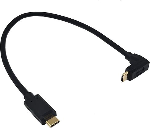 كابل USB C، USB 3.1 نوع C (USB-C إلى USB-C) كابل شحن سريع ذكر إلى ذكر 5A، سلك نوع C مطلي بالذهب 90 درجة لأجهزة الكمبيوتر المحمول والكمبيوتر اللوحي والهاتف المحمول (M/M لأعلى ولأسفل 0.3M/1Ft) ) in Saudi Arabia