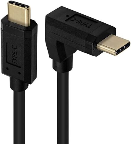 كابل USB C، USB 3.1 نوع C (USB-C إلى USB-C) كابل شحن سريع ذكر إلى ذكر 5A، سلك نوع C مطلي بالذهب 90 درجة لأجهزة الكمبيوتر المحمول والكمبيوتر اللوحي والهاتف المحمول (M/M لأعلى ولأسفل 0.3M/1Ft) ) in Saudi Arabia