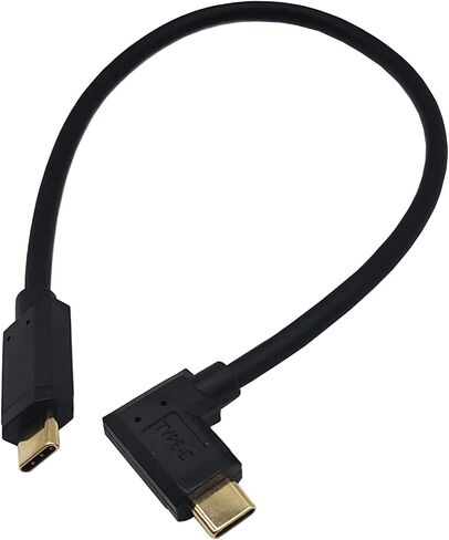 كابل USB C، USB 3.1 نوع C (USB-C إلى USB-C) كابل شحن سريع ذكر إلى ذكر 5A، سلك نوع C مطلي بالذهب 90 درجة لأجهزة الكمبيوتر المحمول والكمبيوتر اللوحي والهاتف المحمول (M/M لأعلى ولأسفل 0.3M/1Ft) ) in Saudi Arabia