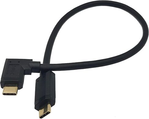 كابل USB C، USB 3.1 نوع C (USB-C إلى USB-C) كابل شحن سريع ذكر إلى ذكر 5A، سلك نوع C مطلي بالذهب 90 درجة لأجهزة الكمبيوتر المحمول والكمبيوتر اللوحي والهاتف المحمول (M/M لأعلى ولأسفل 0.3M/1Ft) ) in Saudi Arabia