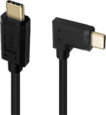 كابل USB C، USB 3.1 نوع C (USB-C إلى USB-C) كابل شحن سريع ذكر إلى ذكر 5A، سلك نوع C مطلي بالذهب 90 درجة لأجهزة الكمبيوتر المحمول والكمبيوتر اللوحي والهاتف المحمول (M/M لأعلى ولأسفل 0.3M/1Ft) ) in Saudi Arabia