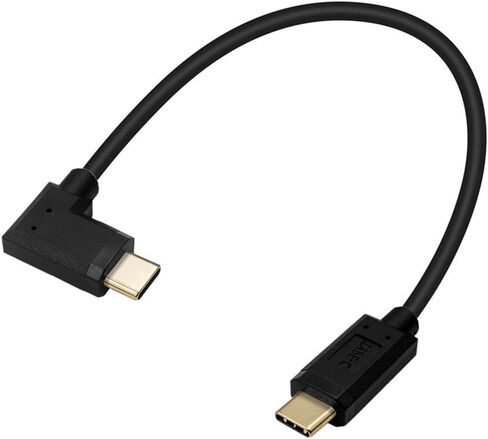 كابل USB C، USB 3.1 نوع C (USB-C إلى USB-C) كابل شحن سريع ذكر إلى ذكر 5A، سلك نوع C مطلي بالذهب 90 درجة لأجهزة الكمبيوتر المحمول والكمبيوتر اللوحي والهاتف المحمول (M/M لأعلى ولأسفل 0.3M/1Ft) ) in Saudi Arabia