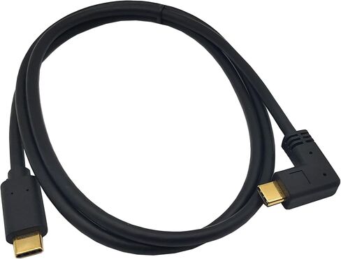 كابل USB C، USB 3.1 نوع C (USB-C إلى USB-C) كابل شحن سريع ذكر إلى ذكر 5A، سلك نوع C مطلي بالذهب 90 درجة لأجهزة الكمبيوتر المحمول والكمبيوتر اللوحي والهاتف المحمول (M/M لأعلى ولأسفل 0.3M/1Ft) ) in Saudi Arabia