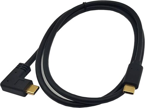 كابل USB C، USB 3.1 نوع C (USB-C إلى USB-C) كابل شحن سريع ذكر إلى ذكر 5A، سلك نوع C مطلي بالذهب 90 درجة لأجهزة الكمبيوتر المحمول والكمبيوتر اللوحي والهاتف المحمول (M/M لأعلى ولأسفل 0.3M/1Ft) ) in Saudi Arabia