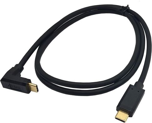 كابل USB C، USB 3.1 نوع C (USB-C إلى USB-C) كابل شحن سريع ذكر إلى ذكر 5A، سلك نوع C مطلي بالذهب 90 درجة لأجهزة الكمبيوتر المحمول والكمبيوتر اللوحي والهاتف المحمول (M/M لأعلى ولأسفل 0.3M/1Ft) ) in Saudi Arabia