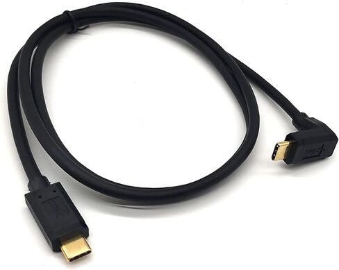 كابل USB C، USB 3.1 نوع C (USB-C إلى USB-C) كابل شحن سريع ذكر إلى ذكر 5A، سلك نوع C مطلي بالذهب 90 درجة لأجهزة الكمبيوتر المحمول والكمبيوتر اللوحي والهاتف المحمول (M/M لأعلى ولأسفل 0.3M/1Ft) ) in Saudi Arabia