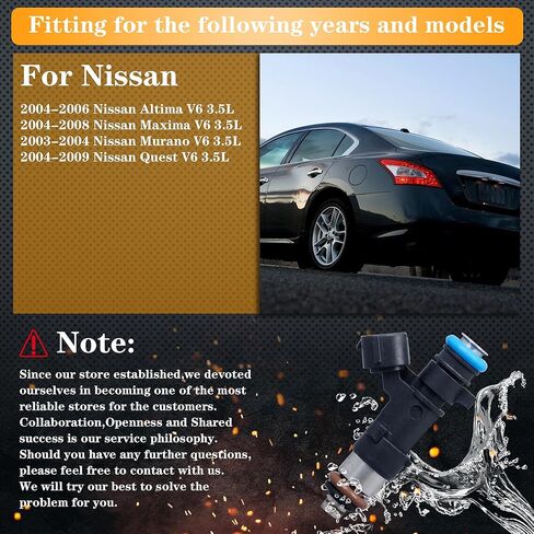 حاقن الوقود 4 فتحات متوافق مع Nissan Altima Maxima Murano Quest 3.5L V6 يستبدل OE 0280158005 FJ469 16600-7Y000 (مجموعة من 6) in Kuwait