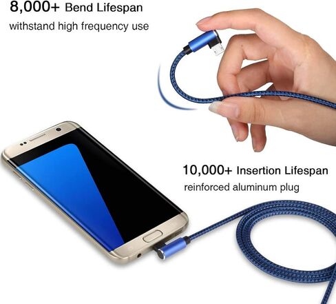 كابل Micro USB، 3 كابلات USB بطول 10 أقدام، شاحن Android، كابل USB إلى Micro USB، شاحن Android سريع الشحن، شاحن هاتف Android، كابل شحن Android، سلك شاحن Android (أزرق) in Kuwait