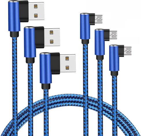 كابل Micro USB، 3 كابلات USB بطول 10 أقدام، شاحن Android، كابل USB إلى Micro USB، شاحن Android سريع الشحن، شاحن هاتف Android، كابل شحن Android، سلك شاحن Android (أزرق) in Kuwait