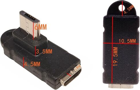 Micro USB 2.0 5Pin Male to Female M to F Extension Connector Adapter Long Plug Connector 90 Degree Right & Left Up Down Angled (ST+UP+DO+LE+RI) in Saudi Arabia