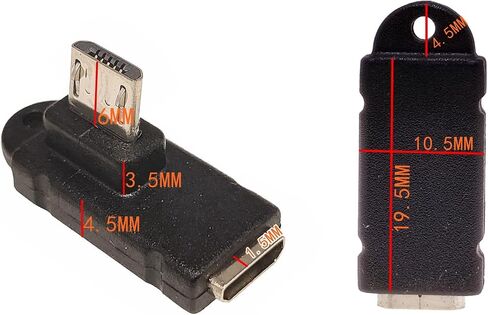Micro USB 2.0 5Pin Male to Female M to F Extension Connector Adapter Long Plug Connector 90 Degree Right & Left Up Down Angled (ST+UP+DO+LE+RI) in Saudi Arabia