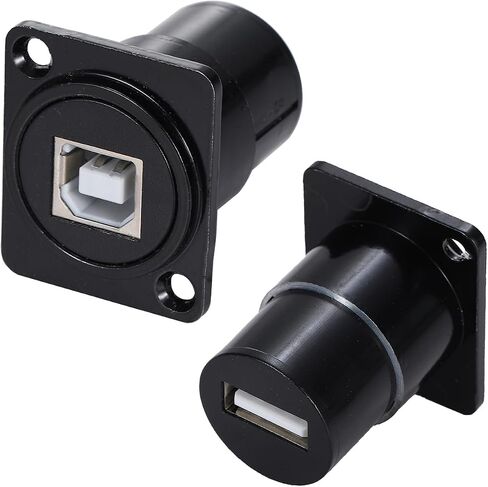 2PCS Panel Mount USB B to USB A D Type Connector for Printer in Kuwait