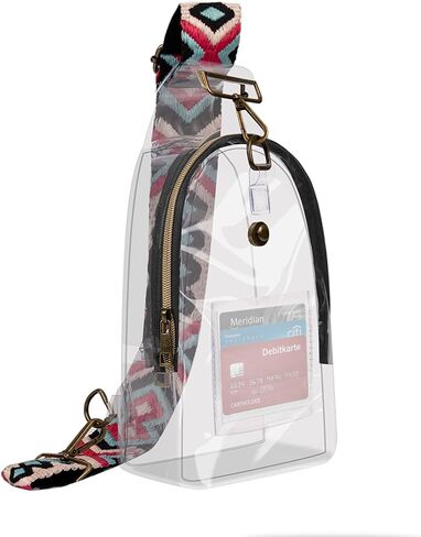 XSUIOY Clear Sling Bag Clear Fanny Pack Stadium Approved for Women with Adjustable Strap Women Girls Crossbody Bag Purses Transparent Chest Backpack Bag for Concerts Sports Events(Grey) in Saudi Arabia