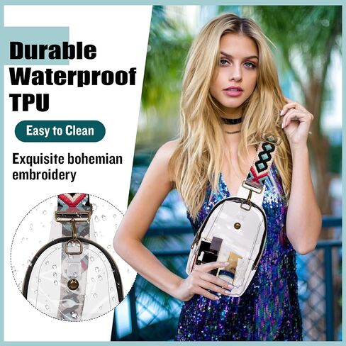 XSUIOY Clear Sling Bag Clear Fanny Pack Stadium Approved for Women with Adjustable Strap Women Girls Crossbody Bag Purses Transparent Chest Backpack Bag for Concerts Sports Events(Grey) in Saudi Arabia