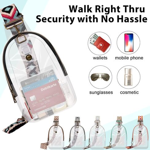 حقيبة XSUIOY الشفافة ذات حبال شفافة معتمدة من ملعب فاني باك للنساء مع حزام قابل للتعديل للنساء والفتيات وحقيبة كروس وحقيبة ظهر شفافة على الصدر للحفلات والأحداث الرياضية (رمادي) in Kuwait