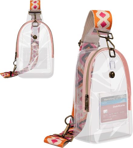 XSUIOY Clear Sling Bag Clear Fanny Pack Stadium Approved for Women with Adjustable Strap Women Girls Crossbody Bag Purses Transparent Chest Backpack Bag for Concerts Sports Events(Grey) in Saudi Arabia