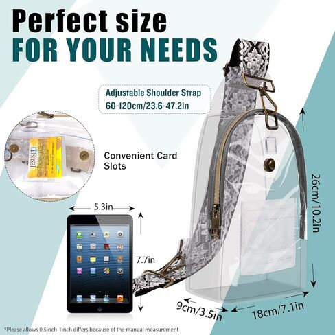 حقيبة XSUIOY الشفافة ذات حبال شفافة معتمدة من ملعب فاني باك للنساء مع حزام قابل للتعديل للنساء والفتيات وحقيبة كروس وحقيبة ظهر شفافة على الصدر للحفلات والأحداث الرياضية (رمادي) in Kuwait