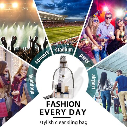 حقيبة XSUIOY الشفافة ذات حبال شفافة معتمدة من ملعب فاني باك للنساء مع حزام قابل للتعديل للنساء والفتيات وحقيبة كروس وحقيبة ظهر شفافة على الصدر للحفلات والأحداث الرياضية (رمادي) in Kuwait