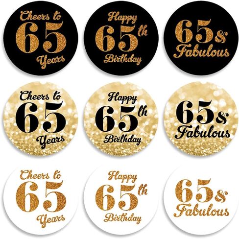 270 PCS Black Gold 60th Birthday Stickers,9 Design Self Adhesive Circle Label Stickers, Birthday Envelope Seals Candy Stickers,Birthday Party Chocolate Stickers,Candy Stickers.（035） (100) in Kuwait