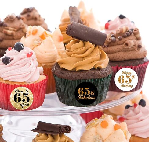 270 PCS Black Gold 60th Birthday Stickers,9 Design Self Adhesive Circle Label Stickers, Birthday Envelope Seals Candy Stickers,Birthday Party Chocolate Stickers,Candy Stickers.（035） (100) in Kuwait