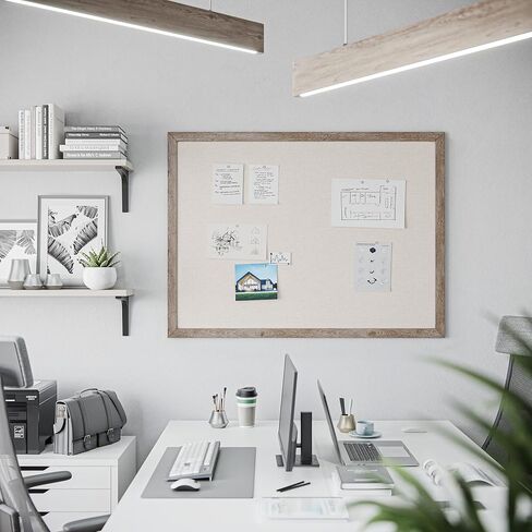 U Brands Linen Bulletin Board, 47"x35", Rustic Wood Style Frame, Industrial Grade Pinning Surface in Saudi Arabia
