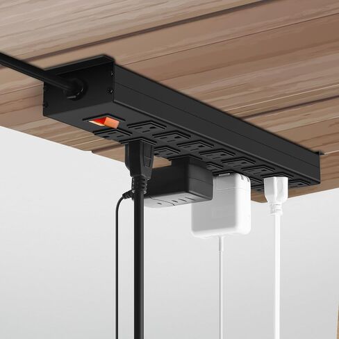 HHSOET Metal 16 Outlet Mountable Power Strip, Wall Mount Garage Workbench Socket, Gaming Table Surge Protector with 6 FT Power Cord.(Black) in Saudi Arabia