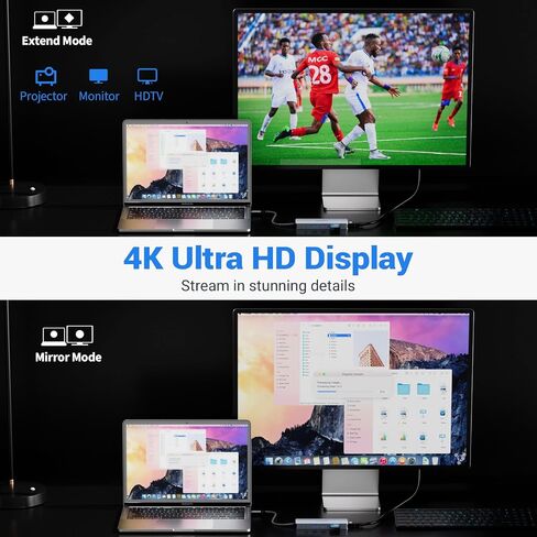 محطة إرساء 10 في 1 USB C Hub مع 4K HDMI، منفذ نقل بيانات USB-C، 2* USB3.0 Type-A، 2* USB 2.0 Type-A، قارئ بطاقة SD/TF، ​​مقبس استريو 3.5 ملم لنظام التشغيل Mac OS & شبابيك in Saudi Arabia