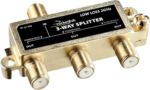 Rocketfish 3-Way Coaxial Splitter - Durable Electronic & TV Accessories - Gold in Kuwait