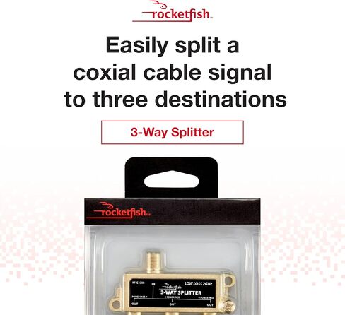 Rocketfish 3-Way Coaxial Splitter - Durable Electronic & TV Accessories - Gold in Kuwait