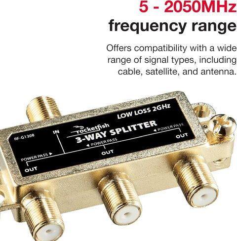 Rocketfish 3-Way Coaxial Splitter - Durable Electronic & TV Accessories - Gold in Kuwait