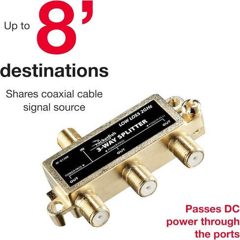Rocketfish 3-Way Coaxial Splitter - Durable Electronic & TV Accessories - Gold in Kuwait