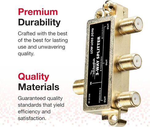 Rocketfish 3-Way Coaxial Splitter - Durable Electronic & TV Accessories - Gold in Kuwait