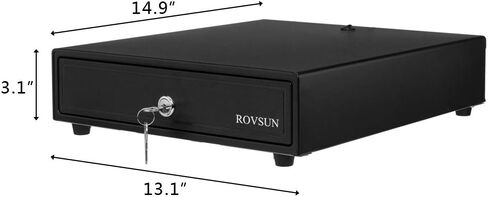 درج تسجيل النقدية من ROVSUN مزود بـ 4 فواتير و5 عملات معدنية، وصينية صندوق تخزين الأموال مع قفل، وتتطلب طابعة إيصالات كابل RJ11، مثالية للأعمال التجارية الصغيرة في نقاط البيع (13 بوصة × 15 بوصة) in Kuwait