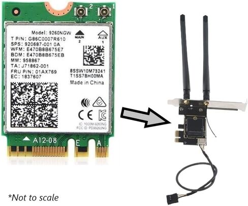 محول بطاقة Wi-Fi من الكمبيوتر المحمول إلى سطح المكتب (PCIe x1) لبطاقات شبكة M.2 PCIe مع دعم Bluetooth (المحول_فقط) in Saudi Arabia