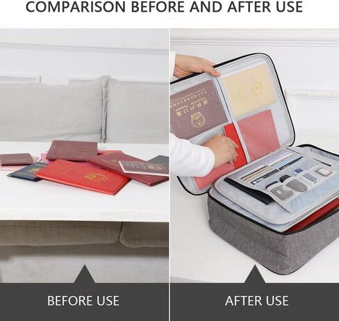 حقائب تنظيم الملفات مع قفل 3 طبقات، حقيبة تنظيم منزلية محمولة وآمنة للسفر للكمبيوتر المحمول والملفات والشهادات والهدايا (رمادي) in Kuwait