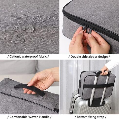حقائب تنظيم الملفات مع قفل 3 طبقات، حقيبة تنظيم منزلية محمولة وآمنة للسفر للكمبيوتر المحمول والملفات والشهادات والهدايا (رمادي) in Kuwait
