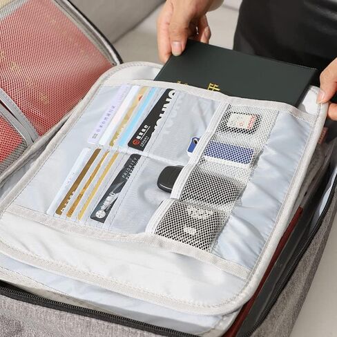 حقائب تنظيم الملفات مع قفل 3 طبقات، حقيبة تنظيم منزلية محمولة وآمنة للسفر للكمبيوتر المحمول والملفات والشهادات والهدايا (رمادي) in Kuwait