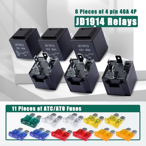 Relay and Fuse Box 12V Automotive Pre Wired with 11 Slots ATC ATO Blade Fuses and 6 pcs 4Pin 40A Relay Panel, Waterproof Fuse Relay Block for Automotive in Saudi Arabia