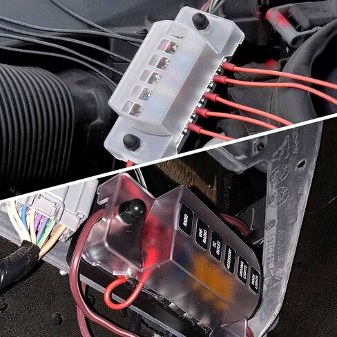 كتلة الصمامات المقاومة للماء 6 طرق 12 فولت مع صمامات سبائك الزنك للسيارات والقوارب والمركبات الترفيهية والشاحنات - تيار مستمر 12 فولت - 32 فولت 6 دوائر مستقلة حامل صندوق الصمامات البحرية السلبية الإيجابية in Kuwait
