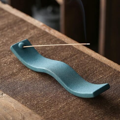 Green Incense Holder,Wave Incense Sticks Holder, Ceramic Incense Holder for Sticks, Ash Catcher for Incense Stick Suitable as a Gift and Decorate House (Green) in Saudi Arabia