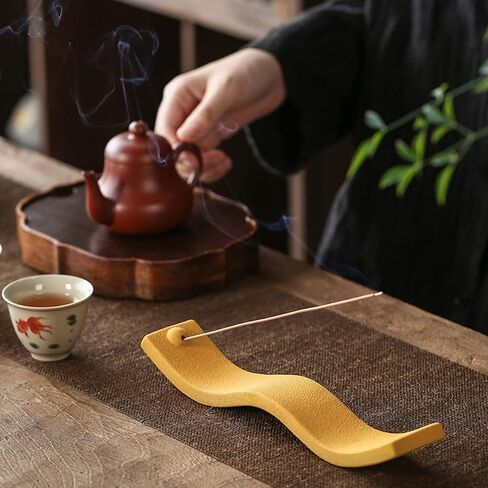 Green Incense Holder,Wave Incense Sticks Holder, Ceramic Incense Holder for Sticks, Ash Catcher for Incense Stick Suitable as a Gift and Decorate House (Green) in Saudi Arabia