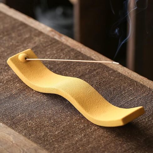 Green Incense Holder,Wave Incense Sticks Holder, Ceramic Incense Holder for Sticks, Ash Catcher for Incense Stick Suitable as a Gift and Decorate House (Green) in Saudi Arabia